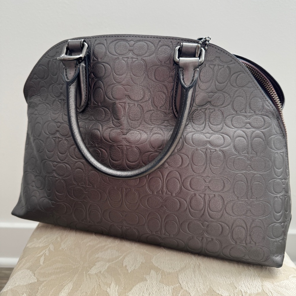Coach Metallic Grey Leather Handbag - Picture 2 of 13